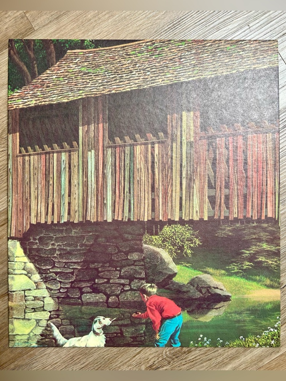 “A Sturdy Landmark" 1960s Paul Detlefsen Lithograph On Board 16x14” MCM